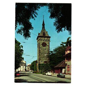Vintage Basel St Johanstor Postcard Clock Tower Switzerland Tourism Entrance